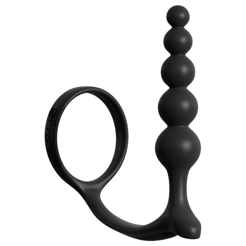 Anal Fantasy Collection Ass-Gasm Cockring Anal Beads - Black Cock Ring