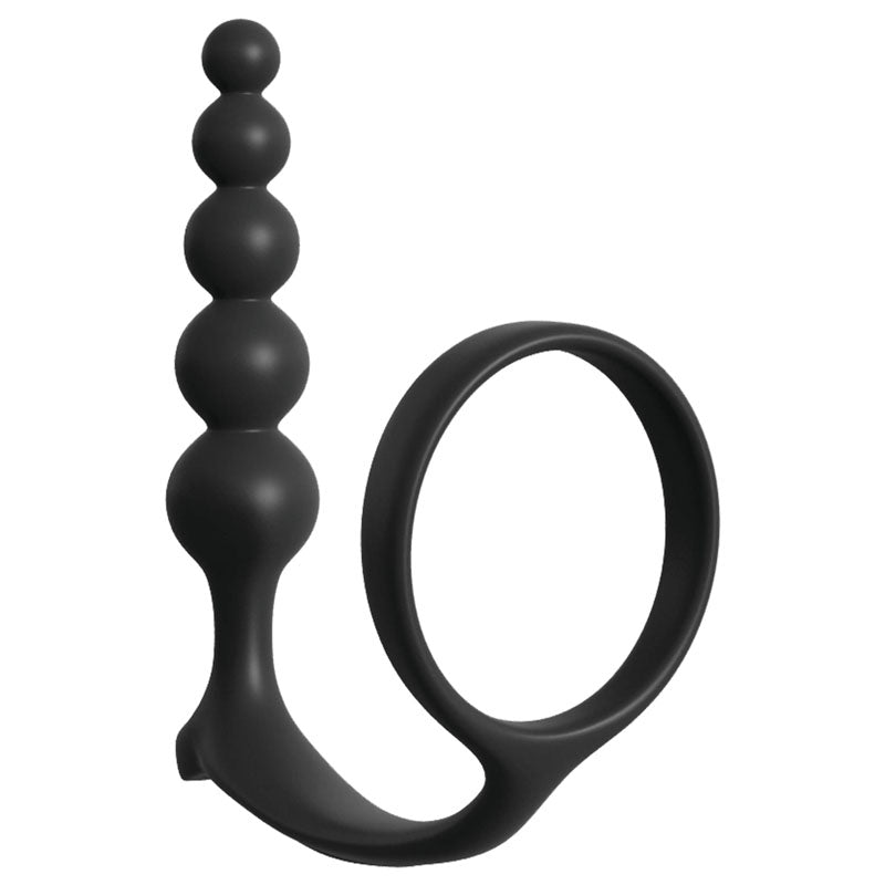 Anal Fantasy Collection Ass-Gasm Cockring Anal Beads - Black Cock Ring