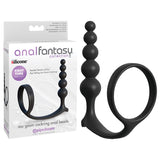Anal Fantasy Collection Ass-Gasm Cockring Anal Beads - Black Cock Ring with Anal Plug - Image 1