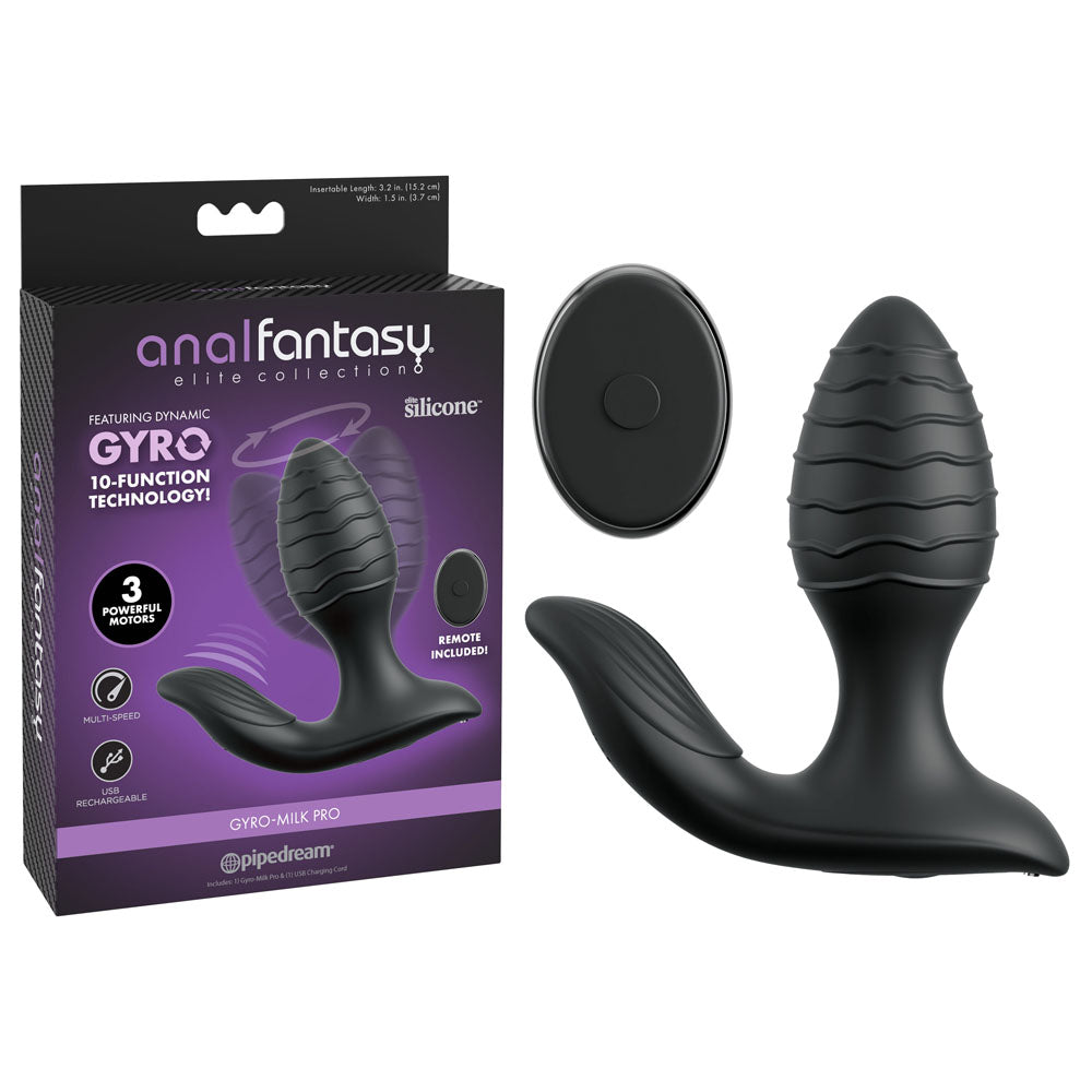Anal Fantasy Elite Gyro-Milk Pro - Black Gyrating Butt Plug