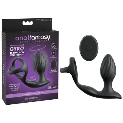 Anal Fantasy Elite Ass-Gasm Gyro-Milk Pro - Black Gyrating Butt Plug