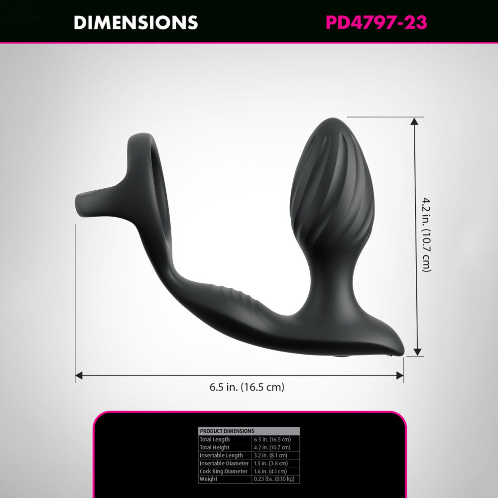 Anal Fantasy Elite Ass-Gasm Gyro-Milk Pro - Black Gyrating Butt Plug
