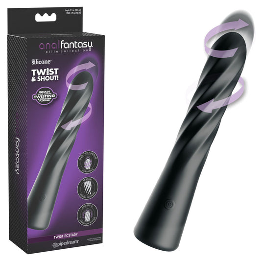Anal Fantasy Elite Twist Ecstasy - Black 24.1 cm USB Rechargeable Twisting & Thrusting Anal Vibrator