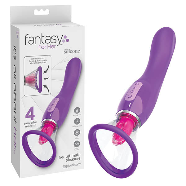 Fantasy For Her Ultimate Pleasure - Purple USB Rechargeable Sucking & Flicking Stimulator - Image 1