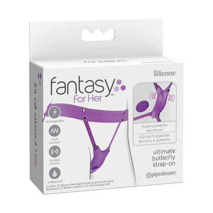 Fantasy For Her Ultimate Butterfly Strap-On - Purple USB Rechargeable Strap-On Stimulator
