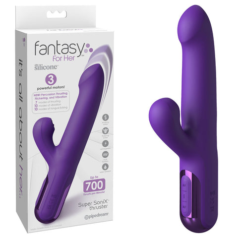 Fantasy For Her Super SoniX Thruster - Purple USB Rechargeable Thrusting Rabbit Vibrator - Image 1