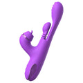 Purple silicone butt plug on a white background