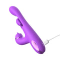Purple electronic device with USB cable on a white background