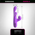 Purple product with dimensions labeled on a gray background
