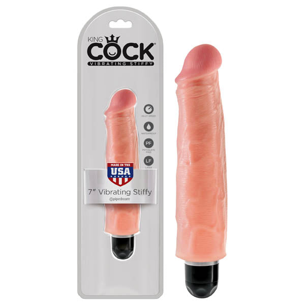 King Cock 7'' Vibrating Stiffy - Flesh 17.8 cm Vibrating Dong - Image 1