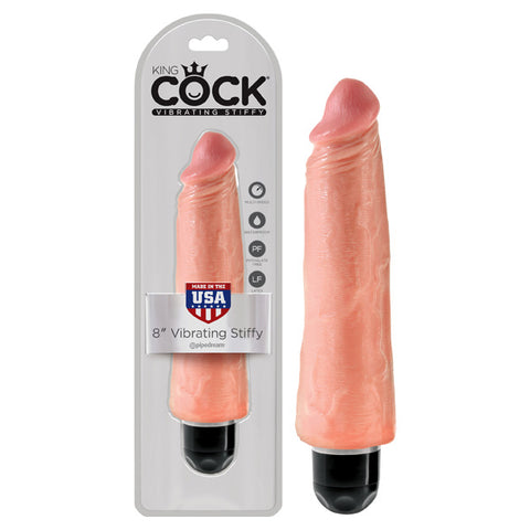 King Cock 8'' Vibrating Stiffy - Flesh 20.3 cm Vibrating Dong - Image 1