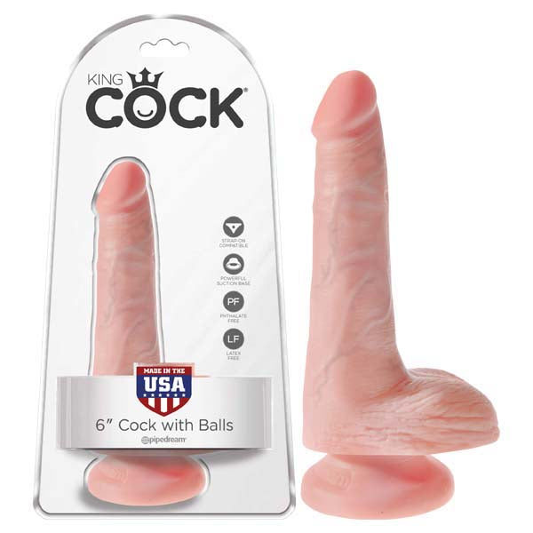 King Cock 6'' Cock with Balls - Flesh 15.2 cm Dong - Image 1