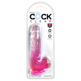 King Cock Clear 6'' Cock with Balls - Pink - Pink 15.2 cm Dong - Image 3