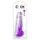 King Cock Clear 8'' Cock with Balls - Purple - Purple 20.3 cm Dong - Image 3