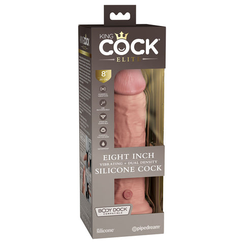 King Cock Elite 8'' Vibrating Dual Density Cock - Flesh - Flesh 20.3 cm USB Rechargeable Vibrating Dong - Image 1