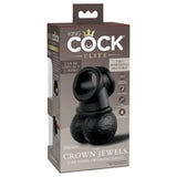 King Cock Elite The Crown Jewels Vibrating Silicone Balls - Black USB Rechargeable Vibrating Cock Ring - Image 2