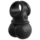 King Cock Elite The Crown Jewels Vibrating Silicone Balls - Black USB Rechargeable Vibrating Cock Ring - Image 3