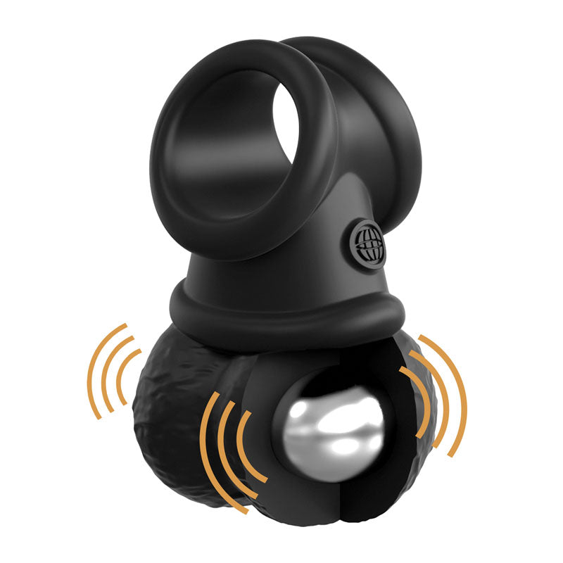 King Cock Elite The Crown Jewels Vibrating Silicone Balls - Black
