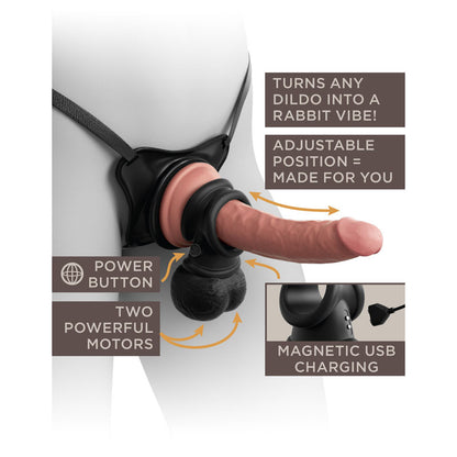 King Cock Elite The Crown Jewels Vibrating Silicone Balls - Black