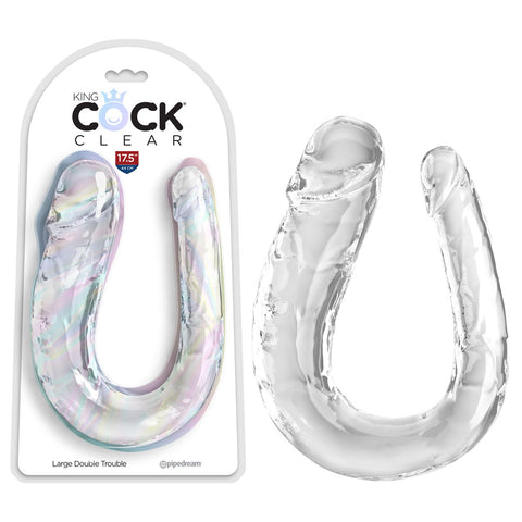 King Cock Clear Large Double Trouble - Clear Large Double Penetration Dong - Image 1