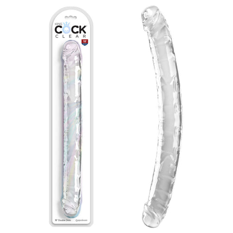 King Cock 18 Inch Double Dildo - Clear 45.7 cm Double Dong - Image 1