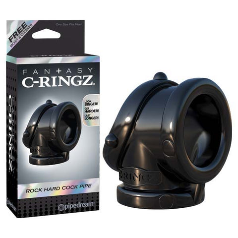 Fantasy C-ringz Rock Hard Cock Pipe - Black Cock & Ball Rings - Image 1