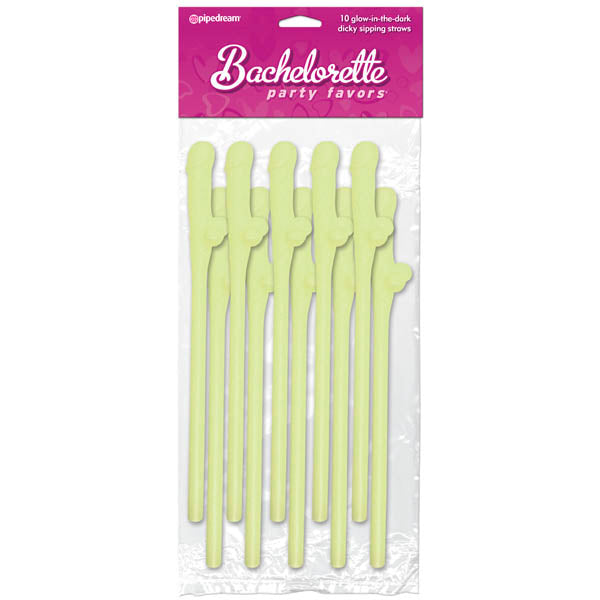 Bachelorette Party Favors - Dicky Sipping Straws - Glow in the Dark Straws - Set of 10 - Image 1