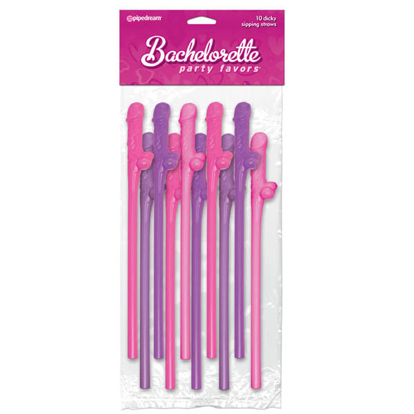 Bachelorette Party Favors - Dicky Sipping Straws - Coloured Straws - Set of 10 - Image 1