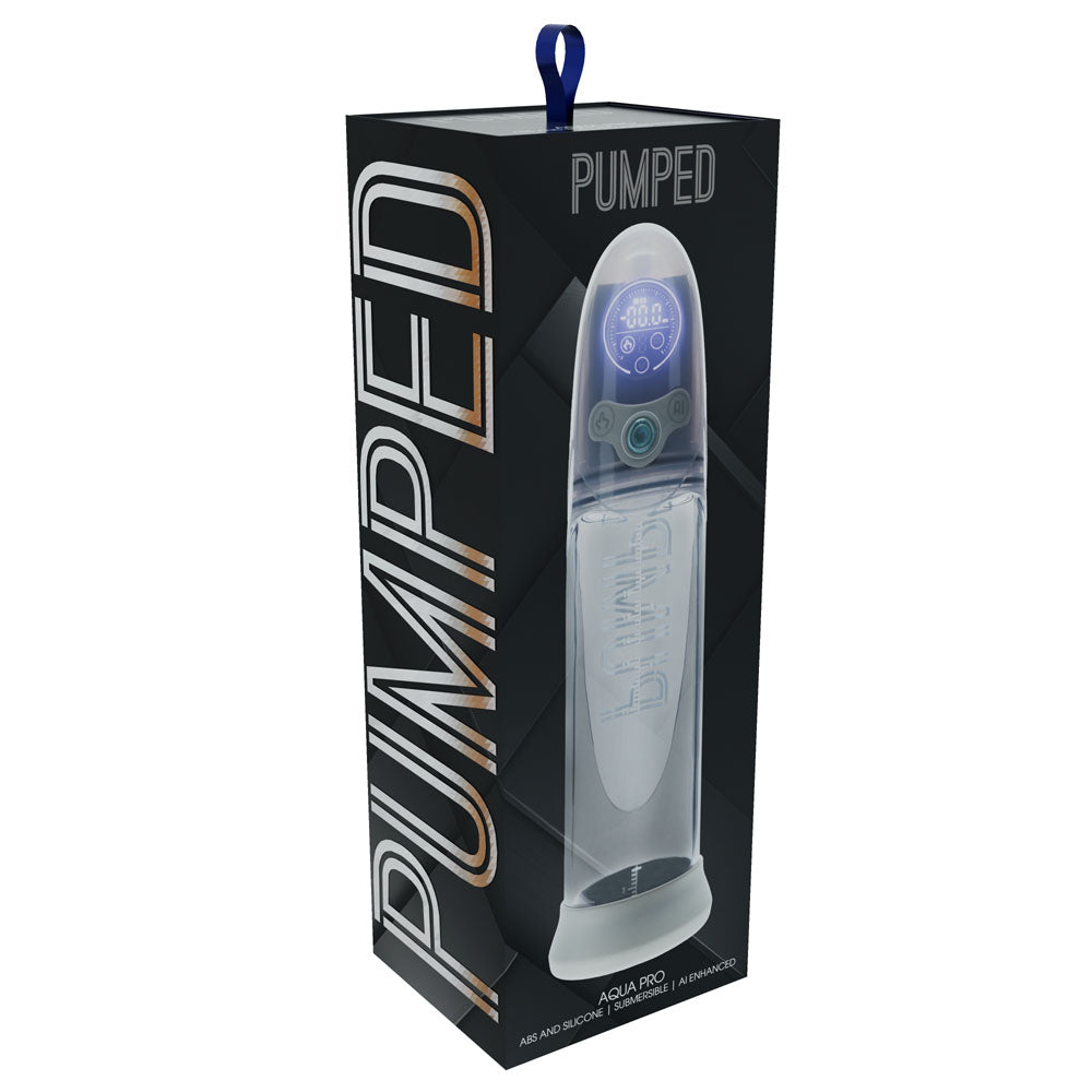 PUMPED Aqua-Pro Auto Pump - Grey/Clear USB Rechargeable AI-Enabled Submersible Auto Penis Pump