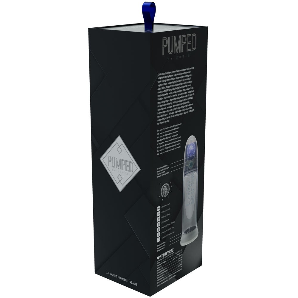 PUMPED Aqua-Pro Auto Pump - Grey/Clear USB Rechargeable AI-Enabled Submersible Auto Penis Pump