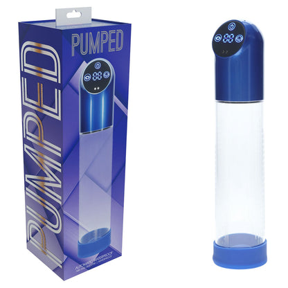 PUMPED Automatic Waterproof Pump - Metal Blue/Clear Automatic Penis
