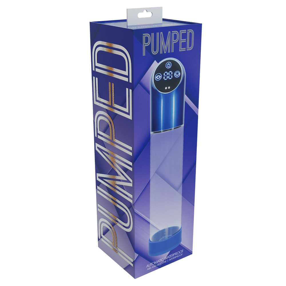 PUMPED Automatic Waterproof Pump - Metal Blue/Clear Automatic Penis