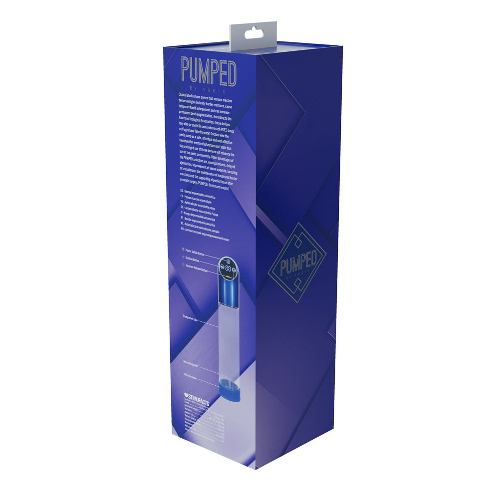 PUMPED Automatic Waterproof Pump - Metal Blue/Clear Automatic Penis