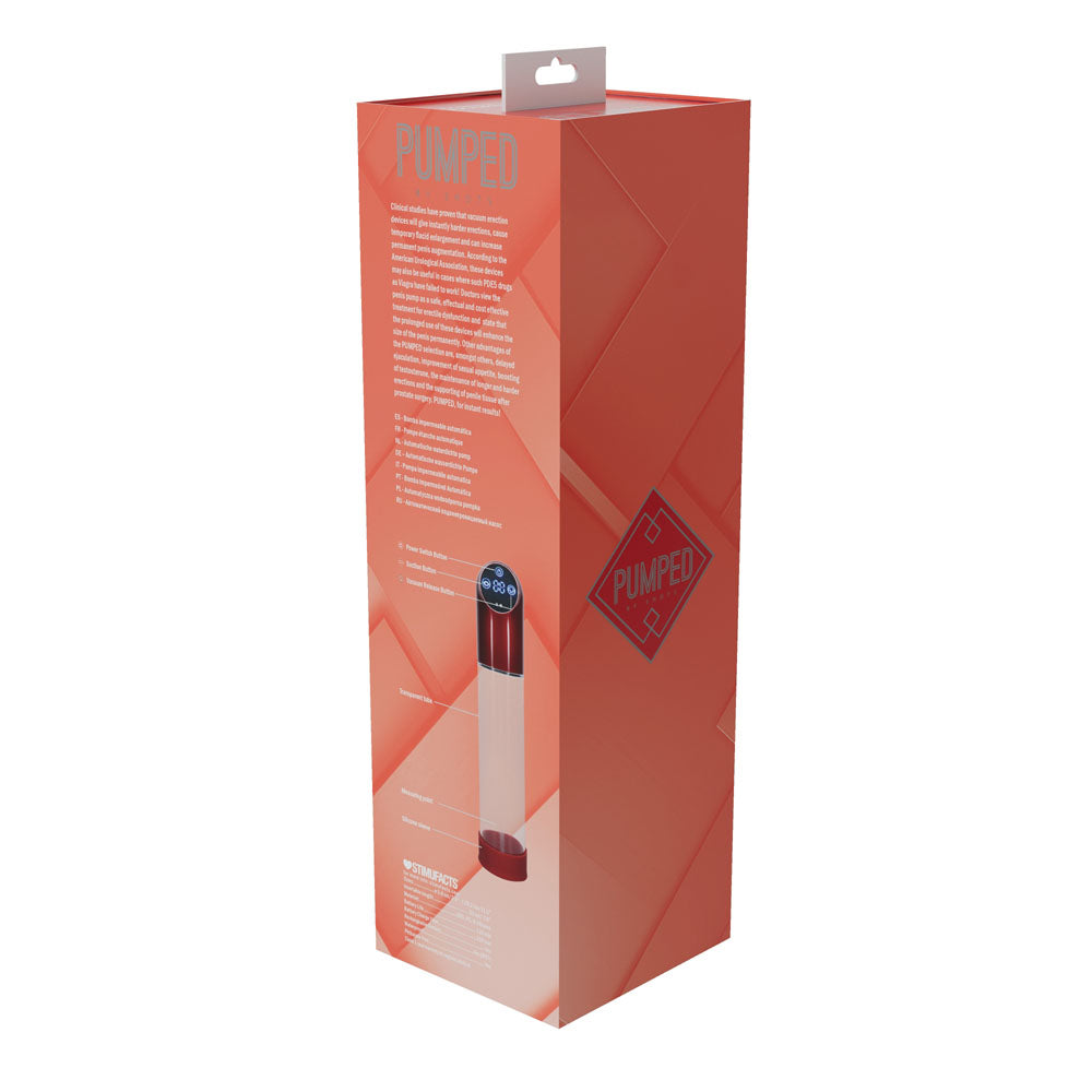 PUMPED Automatic Waterproof Pump - Metal Red/Clear Automatic Penis