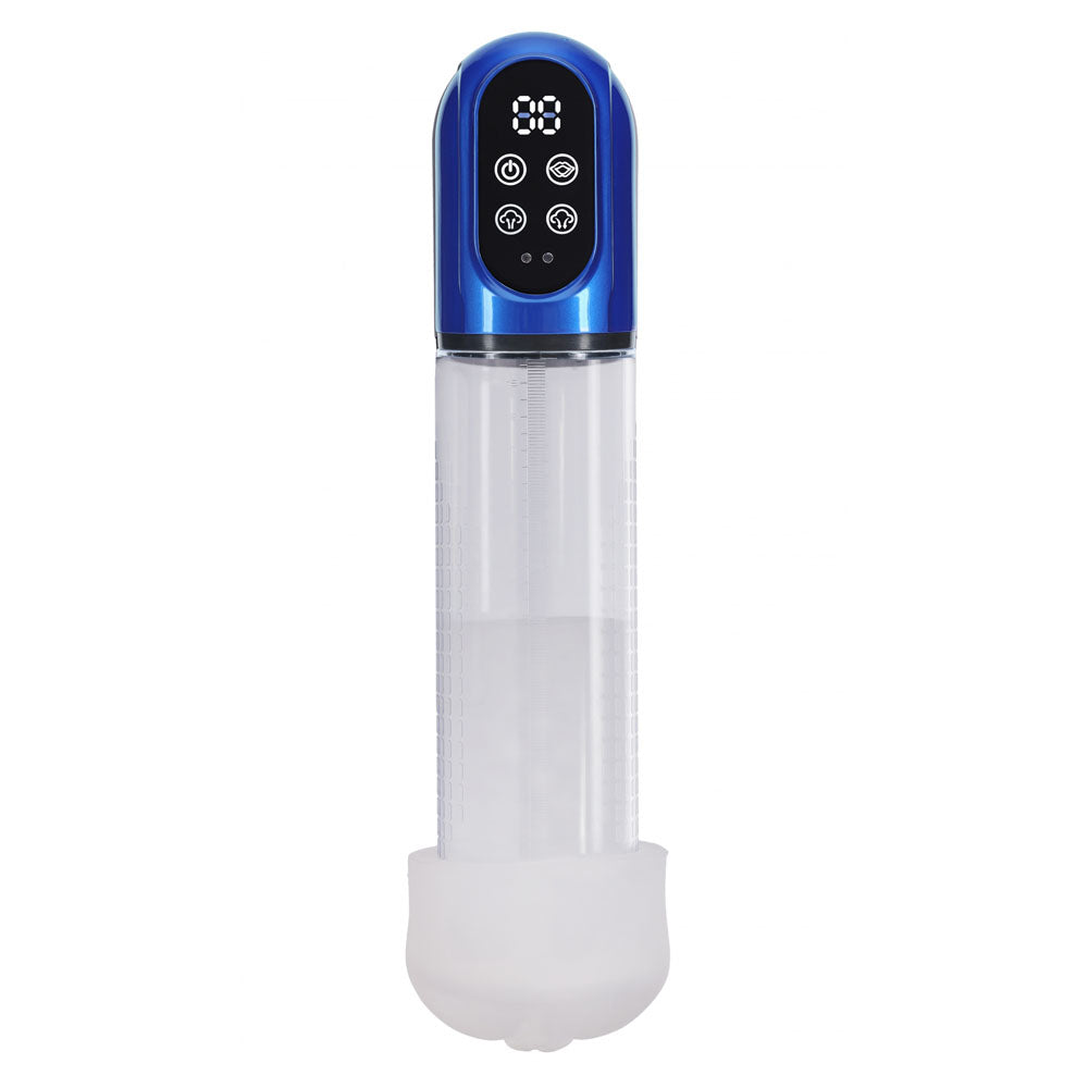 PUMPED Engage Automatic Penis Pump - Blue - Metallic Blue Auto Penis