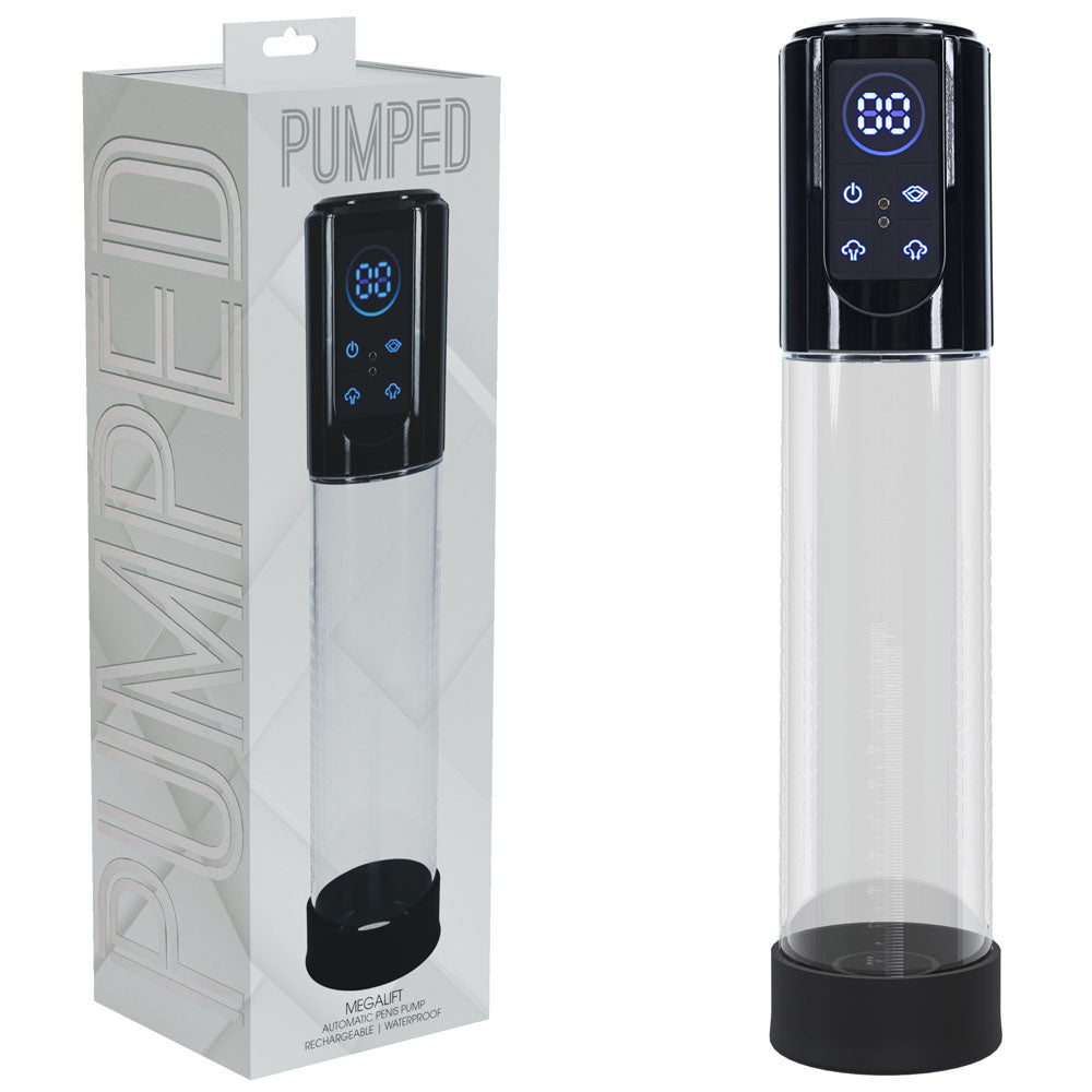 PUMPED MegaLift Automatic Penis Pump - Black - Black/Clear USB Rechargeable Auto Penis Pump