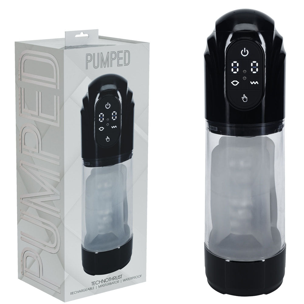 PUMPED TechnoThrust Auto Masturbator - Black/Clear Auto Maturbator