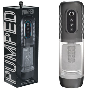 PUMPED Vortex - Gunmetal - Gunmetal Grey/Clear USB Rechargeable Sucking Rotating and Thrusting Auto Masturbator