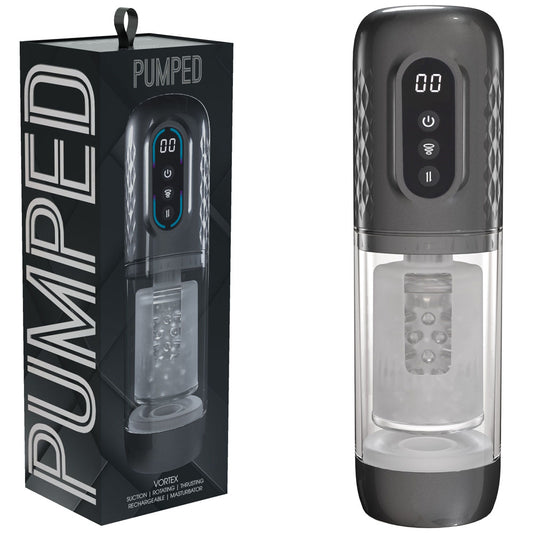 PUMPED Vortex - Gunmetal Grey/Clear Sucking Rotating and Thrusting
