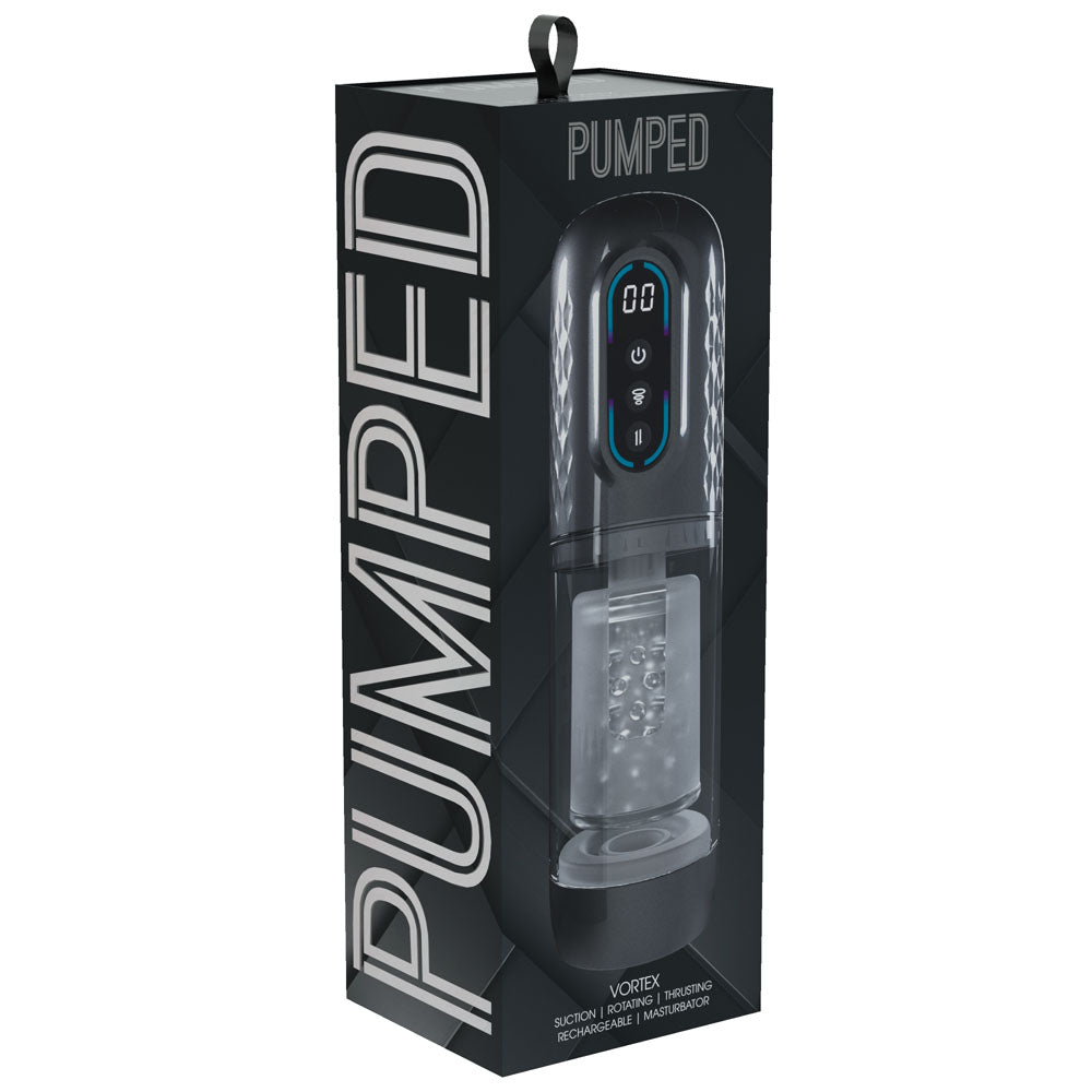 PUMPED Vortex - Gunmetal Grey/Clear Sucking Rotating and Thrusting