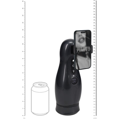 PUMPED Virtuo - Gunmetal Grey/Clear USB Rechargeable Sucking And Vibrating Auto Masturbator