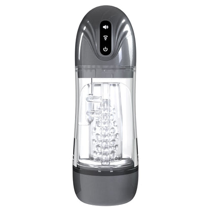 PUMPED SonicPull - Gunmetal Grey/Clear USB Rechargeable Sucking And Vibrating Auto Masturbator