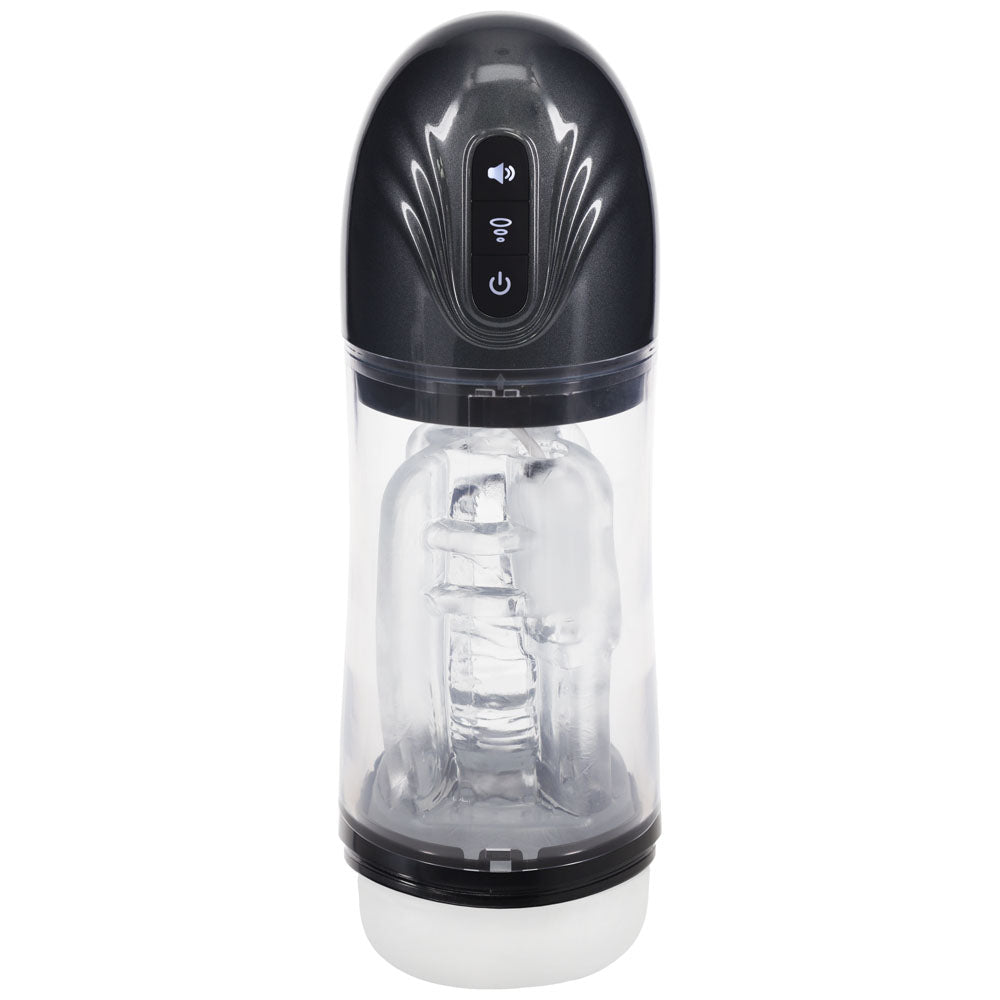 PUMPED SonicPull - Gunmetal Grey/Clear USB Rechargeable Sucking And Vibrating Auto Masturbator