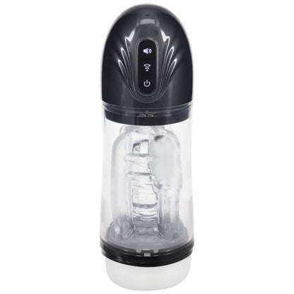PUMPED SonicPull - Gunmetal Grey/Clear USB Rechargeable Sucking And Vibrating Auto Masturbator