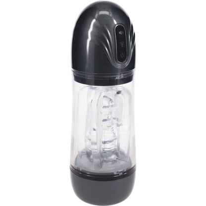 PUMPED SonicPull - Gunmetal Grey/Clear USB Rechargeable Sucking And Vibrating Auto Masturbator