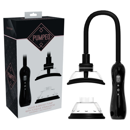 PUMPED Vulva & Breast Pump with Tongue Stimulator - Black - Black USB Rechargeable Ladies Pump Set