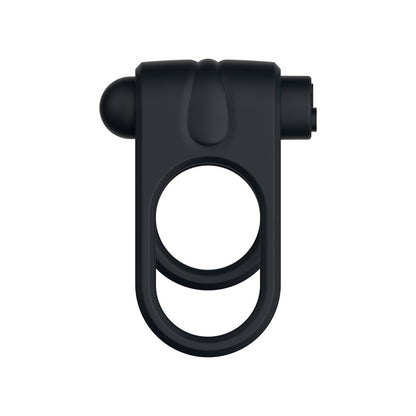 Passion Play Silicone Vibrating Dual Cockring - Black Cock & Balls