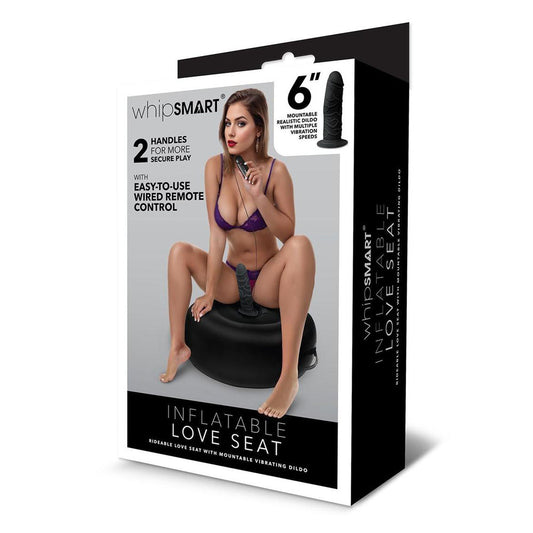 Whipsmart Inflatable Vibrating Love Seat - Black Inflatable Cushion with 6'' Vibrating Dong