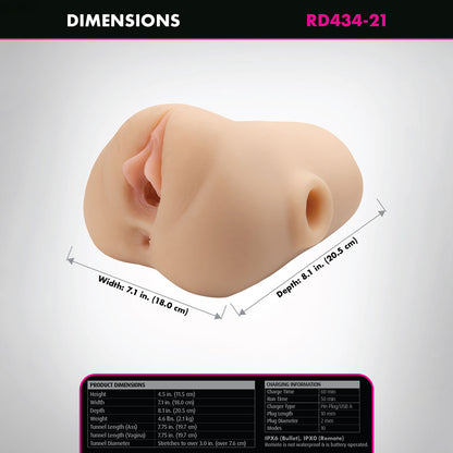 PDX Plus Double Pounder Vibrating Squeeze Stroker - Flesh Vibrating