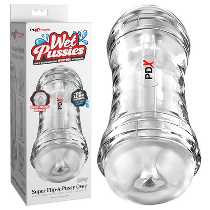 PDX Wet Pussies Super Flip-A-Pussy Over - Clear Dual Ended Self